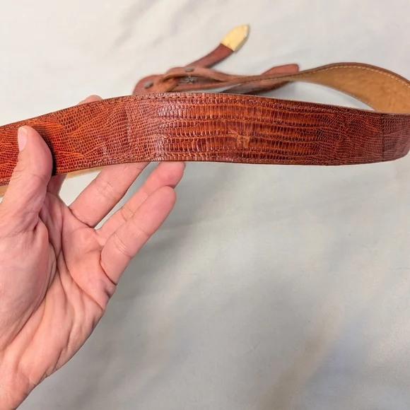 Vintage Justin Boots Genuine Lizard Brown Leather Belt